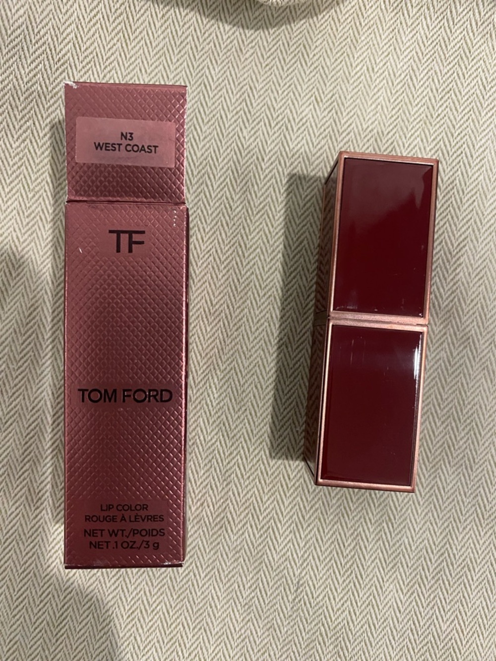 Tom Ford Lip Color N3 West Coast - Deep Wine Red Case